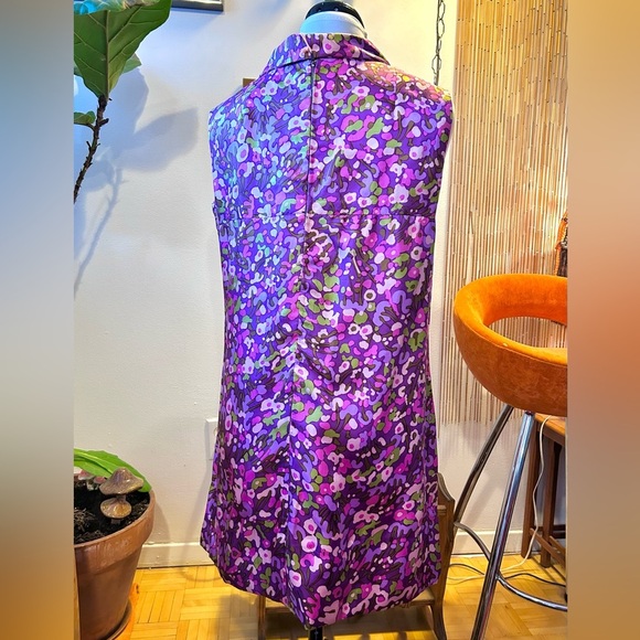60s True Vintage Psychedelic Floral Mod Gogo Shift Mini Dress - Picture 3 of 6